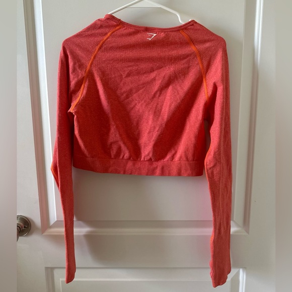 Gymshark Vital Seamless Long Sleeve Crop Top- Orange - Picture 2 of 4